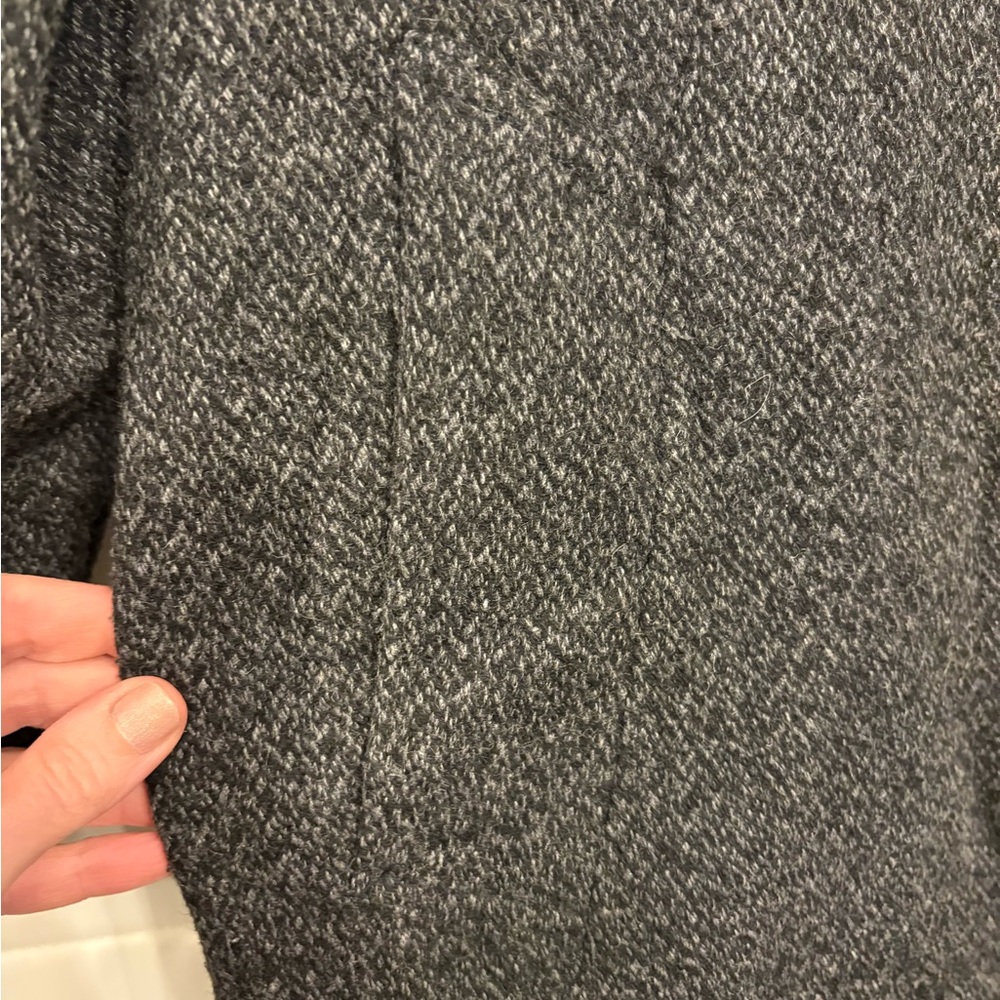 Abercrombie & Fitch Charcoal Herringbone Wool blend Overcoat - Picture 3 of 6